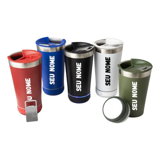 Copo Térmico Personalizado 420ml C/ Caixa De Som Bluetooth
