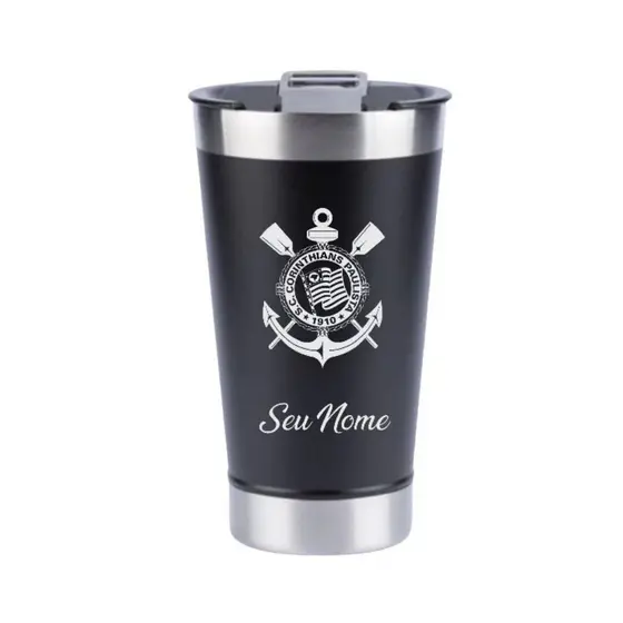 Copo Térmico 473ml  Personalizado a laser Corinthians e Nome Verao