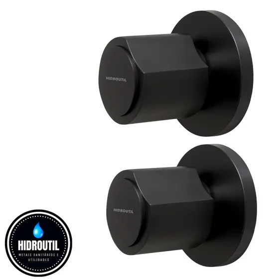 Kit 2 Acabamento Registro Banheiro C40 ABS Preto Padrao Deca