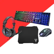 Kit Gamer CLANM Teclado Semi-Mecânico RGB + Mouse Óptico + Headset + MousePad LED