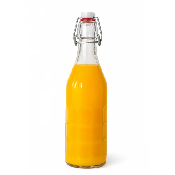 Garrafa De Vidro Com Tampa Hermética Leite Suco Água 1Litro