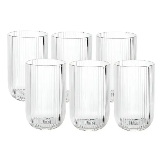 Jogo de  6 Copos de Vidro Canelado Sleek 420ml Mimo Style