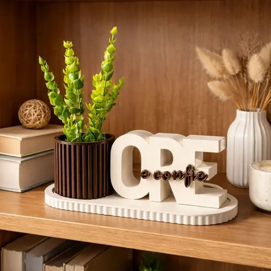 Kit Decorativo Ore e Confie Completo Bandeja Vaso Planta Decoração Sala Quarto Luxo Moderno  Present