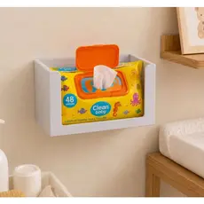Porta Lenços Umedecidos Parede Sem Furo Suporte / Banheiro Organizador Quarto meu Bebê Nude e Branco