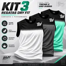 Kit 3 Regatas Dry Fit Masculina Academia Musculação Treino Crossfit Corrida Premium
