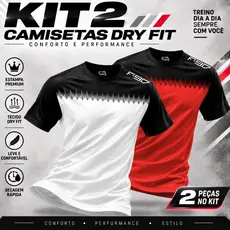 Kit 2 Camisetas Dry Fit Masculina Academia Corrida Crossfit Proteção UV