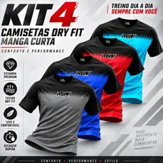 Kit 4 Camisetas Dry Fit Masculina Academia Treino Musculação Corrida Secagem Rápida