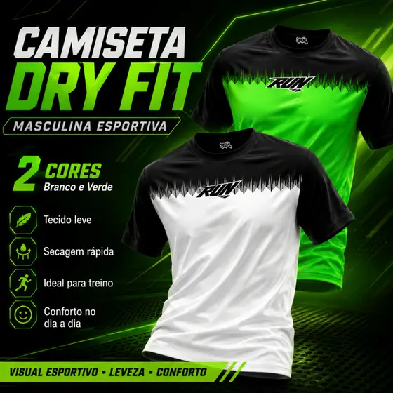 Kit 2 Camisetas Dry Fit Masculina Musculação Gym Esportiva Academia Treino Corrida Oferta