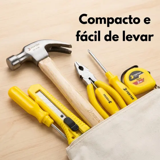 Kit Ferramentas com Martelo Alicate Trena Estilete Chaves Uso Doméstico Reparos