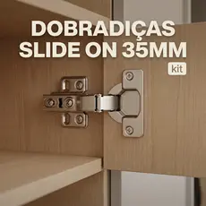 Kit Dobradiças 35mm Reta e Curva Porta Caneco Para Armário Móveis Planejados Alta Durabilidade