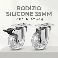 Kit Rodízios Silicone 35mm para Móveis e Carrinho Organizador com Rodinhas - Não Risca o Piso