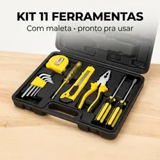 Kit Ferramentas 11 Peças com Maleta Jogo Completo Consertos Domésticos e Automotivo