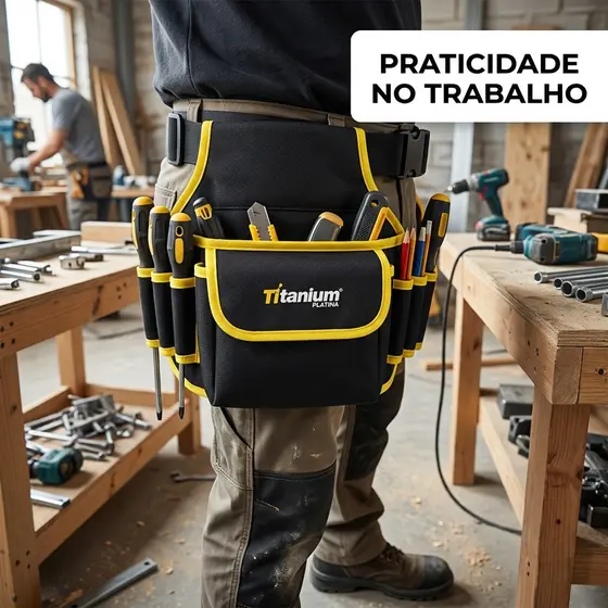 Cinto Porta Ferramentas Profissional Bolsos Oxford  Multiuso Reforçada para Eletricista Construção