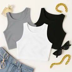 Kit 3 Top Cropped Feminino Suplex | Academia, Fitness, Básico e Confortável