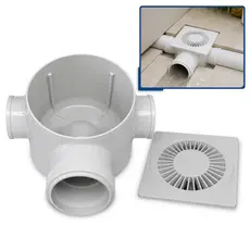 Caixa Sifonada Ralo Grelha Quadrado PVC 100x100x50mm 3 Entradas Durável e Resistente