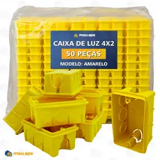 50 Caixa de Luz 4x2 Reforçada P/ Tomada Interruptor Embutir Amarelo/Preto