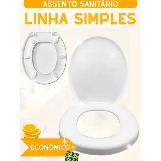 Assento Sanitário Linha Simples Injetado Econômico Básico Oval Custo Benefício Tampa de Vaso