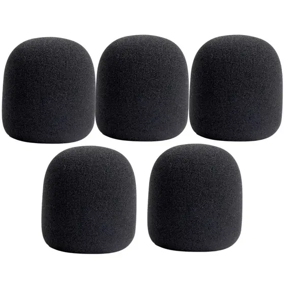 Kit 5 Espumas Protetora Universal Para Microfone - Condensador Pop - Modelo SM58 - Com e Sem Fio - PRETAS