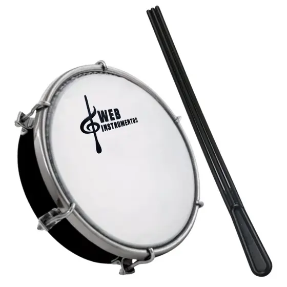 Tamborim 6" Pol Abs Web Instrumentos Pele Leitosa+ BAQUETA Tripla + Chave de Afinação