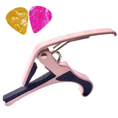 Capotraste Rosa Para Violão, Guitarra, Ukulele + 02 Palhetas