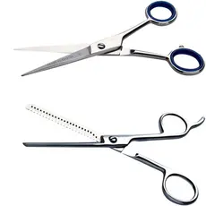 Kit Tesoura Cabelo Profissional Fio Navalha 6" + Desfiadeira Dentada 6" e Pente Carbono Marco Boni + Pente de Corte em Carbono