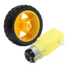 Motor Dc 3-6v Com Caixa De Redução E Eixo Duplo + Roda 68mm