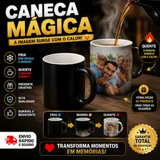 Caneca Mágica Personalizada com Foto, Nome ou Frase Exclusiva