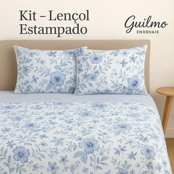 Kit Jogo de Lençol Microfibra Estampado 100% Poliéster Com Toque Macio Várias Estampas Disponíveis