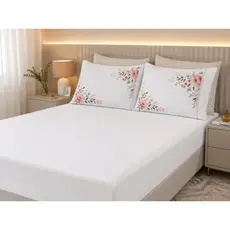 Kit Jogo de Lençol Fronha Estampada Micropercal 400 Fios - Ponto Palito na Fronha - NOVIDADE