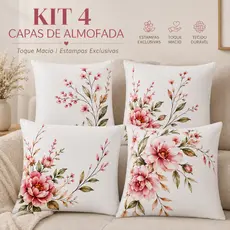 Kit 4 Capas De Almofadas Decorativas Premium Moderno Estampa Floral