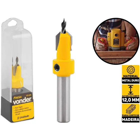 Fresa C Dente Vídea/metal Duro P Cabeça Cônica 10mm Vonder 5314100010