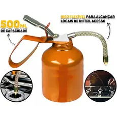 Bomba De Óleo Almotolia 500 ml P/ Mecânica Com Bico E Haste Flexível