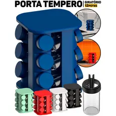 Porta Temperos Unitermi Giratório Completo C/ 12 Potes Condimentos Cozinha Área Gourmet