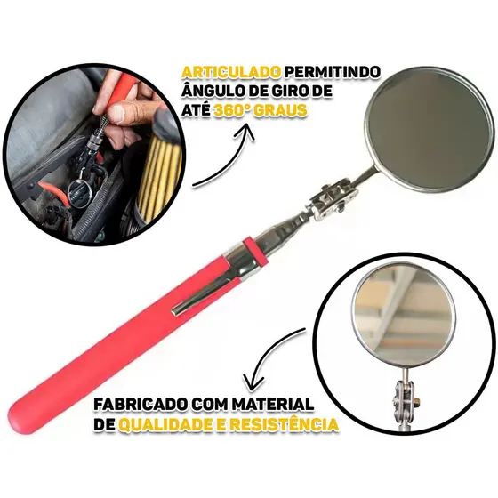Espelho Localizador Inspeção de Solda Telescópico Haste Extensiva Mecânico Eletricista Stanley