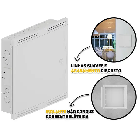 Quadro De Sistema Vdi 40x40 Embutir Internet Tv Fibra Pvc Antichamas Cor Branco Tigre