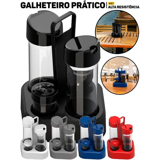 Jogo Galheteiro 4x1 Unitermi Porta Temperos Especiarias Azeite Vinagre Saleiro Paliteiro P/ Cozinha	