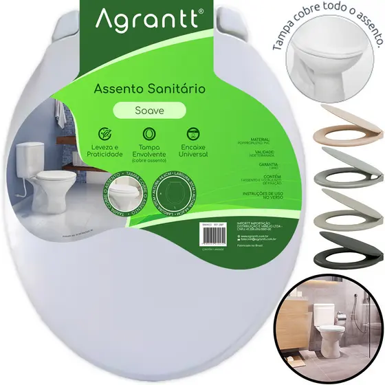 Assento Sanitário Tampa Vaso Soave Soft Oval Celite Tigre Astra Deca Logasa Icasa Incepa Agrantt