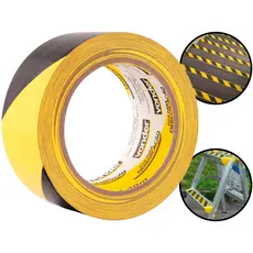 Fita Adesiva Rolo Para Demarcação Sinalização Multiuso Zebrada Amarelo Preto 48mm x 30m