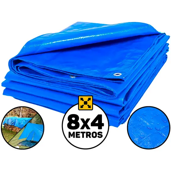 Lona Plástica 100 Micras 8x4 Metros De Proteção Impermeável Cobertura Barraca Piscina Camping Pesca Multiuso