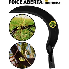 Foice Aberta Tramontina Em Aço Sem Cabo Ferramenta Profissional P/Corte De Mato Limpeza Jardinagem