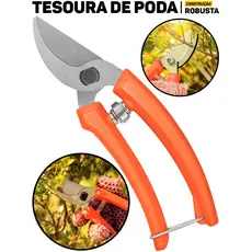 Tesoura De Poda Tramontina Lâmina Metálica P/ Jardinagem Flores Plantas E Pequenas Árvores