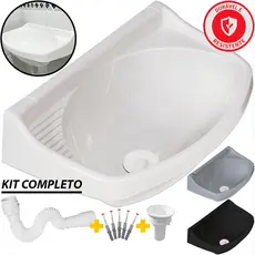 Pia de Banheiro Cuba Lavabo Lavatório com Ralo e Kit de Instalação Plástico Metasul Ñ é Astra Atlas Deca Docol Herc Tigr