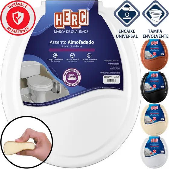 Tampa De Vaso Almofadado Assento Sanitário Oval Herc Barata Resistente Universal