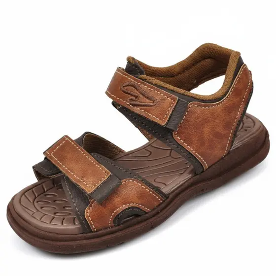 Sandália Infantil Chinelo Menino Masculina Papete Couro Confortável Leve 27 ao 36 Para Passeios