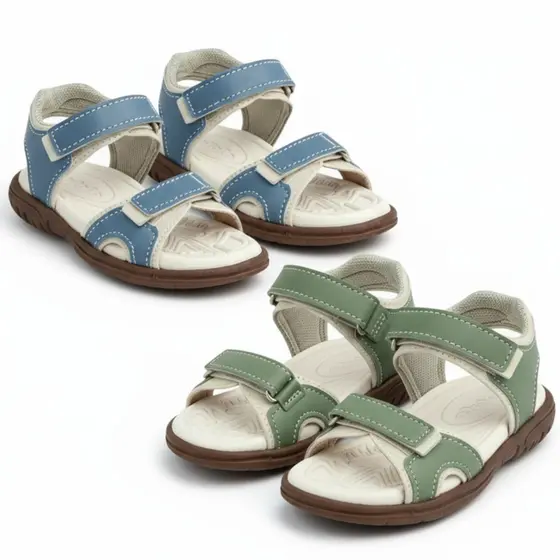 Kit 2 Sandálias Masculina Chinelo Infantil Baby Menino Couro Papete Babuche Confortável e Leve
