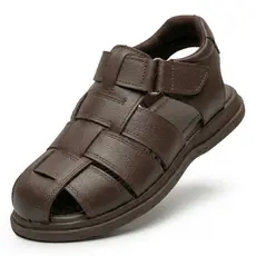 Sandália Adulto Masculina Couro Fivela Com Palmilha Ortopédica Leve e Macia Confortável Kaiak