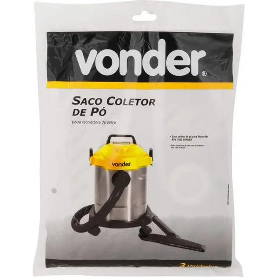 Saco Coletor de Pó para Aspirador Apv 1000 Jogo com 3 peças Vonder