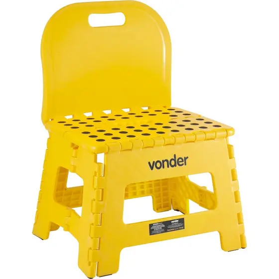 Banqueta Plástica Dobrável Amarela Altura 220mm Vonder
