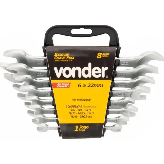Jogo Chave Fixa 6-17mm Cromo Vanádio Fosco com 6 peças Vonder
