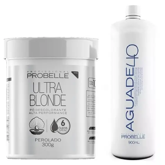 Kit Clareamento Extremo: Pó Descolorante Probelle Perolado 300g + Ox 40 Vol 900ml